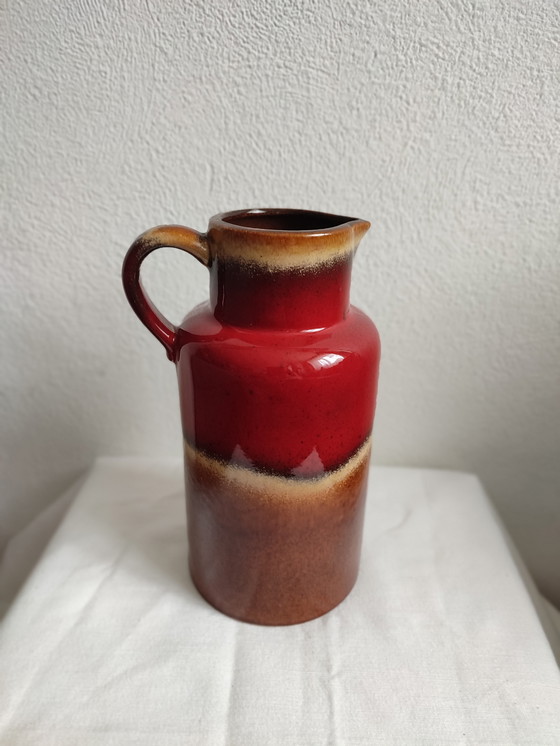 Image 1 of Vintage Scheuring West Germany 447-22 Vaso caraffa rosso marrone lava