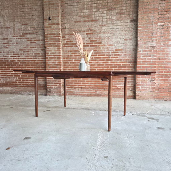 Johannes Andersen, Christian Linneberg, vintage Deense tafel, Andersen (Johannes), Eettafels, Hout, Bruin (foto 8 van 22)