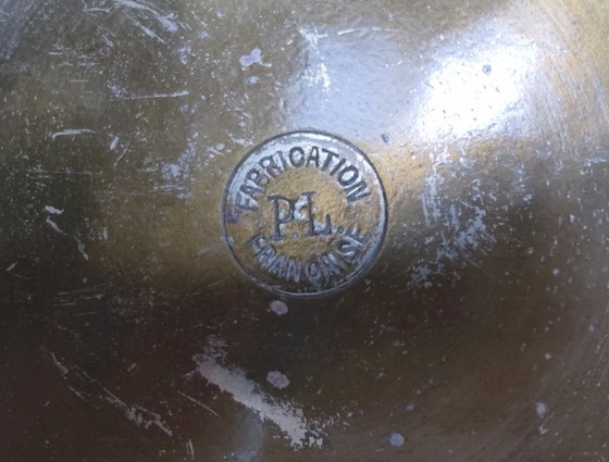 Image 1 of large stamped brass plant pot