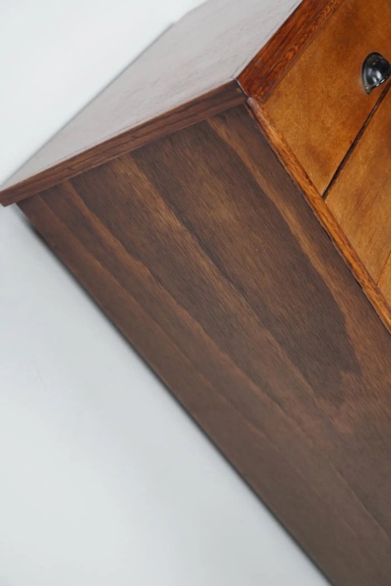 Image 1 of Armario de farmacia/archivador antiguo holandés de madera de álamo, años 50