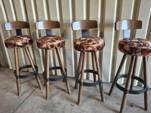 4 tabourets de bar style brutaliste vintage