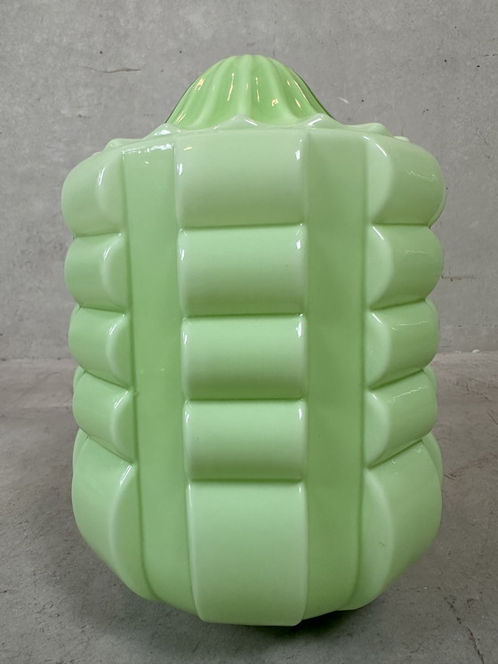 Image 1 of Art deco pendant lamp 'skyscraper' - opaline green