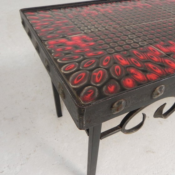 Mid Century Brutalist Tegeltafel, Met 10 Tegels En Stalen Frame, Jaren 60 – Bijzettafels, Iron, Ceramic (photo 18 of 22)
