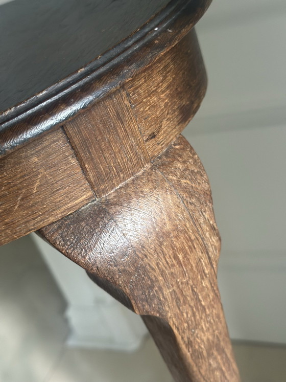 Jugendstil Art Deco Pflanzentisch Cabriole Beine, Holz, Braun (Foto 10 von 12)