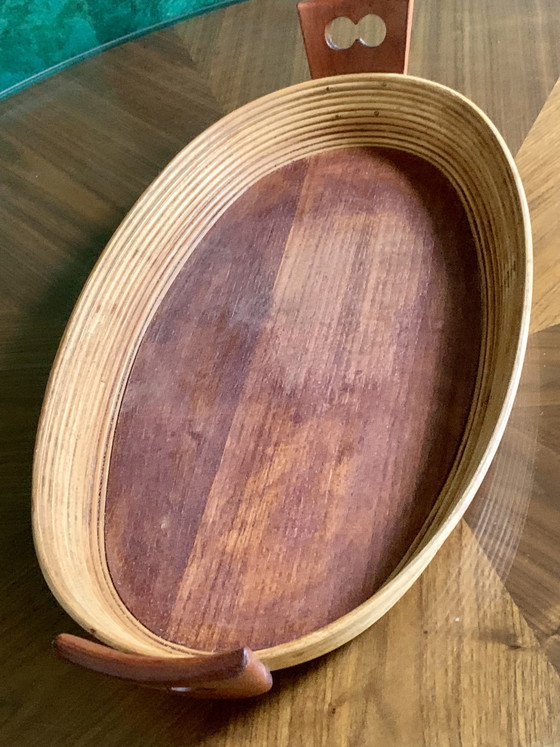 Grande Vassoio Vintage Ovale in Legno Curvato – Manici Ergonomici in Teak - Scandinavo – Oggetti decorativi (photo 2 of 15)
