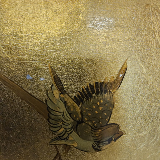 Image 1 of Vintage Chinese kast bladgoud en bloemen / oosterse kast / bohemian kast / Aziatische kast 