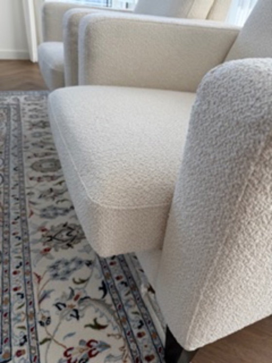 Image 1 of Luxury 3-seater sofa + 2 ecru boucle armchairs | extendable seats