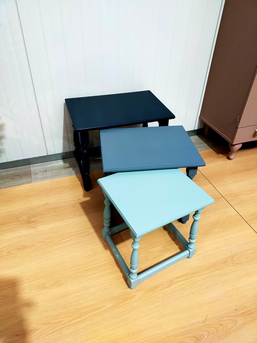 Set de tables vintage, nuances de bleu