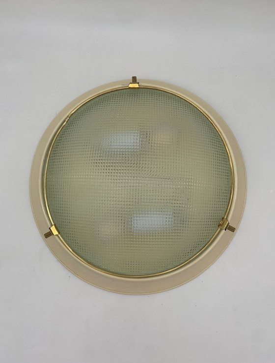 Image 1 of Plafoniere coppia applique attribuita Fontana Arte italy blu media bianco avorio