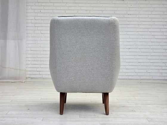 Image 1 of 1960er Jahre, dänisches Design von Illum Wikkelsø, Modell ML 140, Hocker, neu gepolstert.