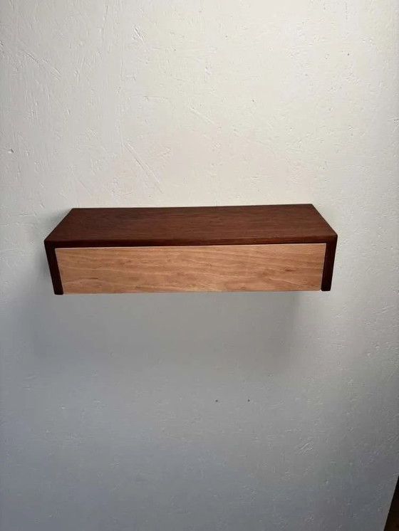 Image 1 of Cassettiera vintage sospesa in legno di teak e faggio, anni '60