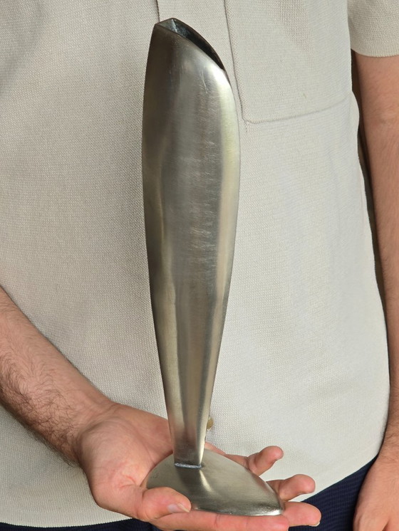 Image 1 of Vintage industriële massief RVS vaas