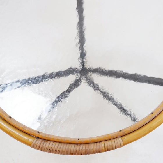 Image 1 of Table d'appoint Mid-Century en bambou, métal et verre - Pays-Bas, années 1960