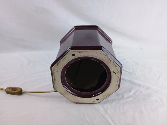 Image 1 of Handcrafted Black Ceramic Table Lamp Oriental Octogonal Vintage Designer