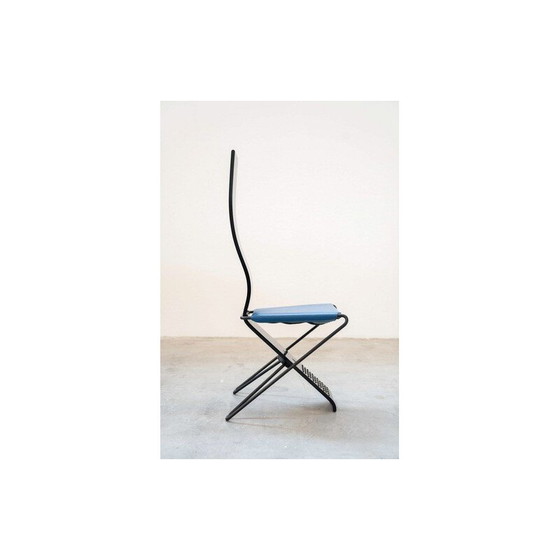 Image 1 of Set of 4 vintage wooden and iron frame chairs, 1980-1990s