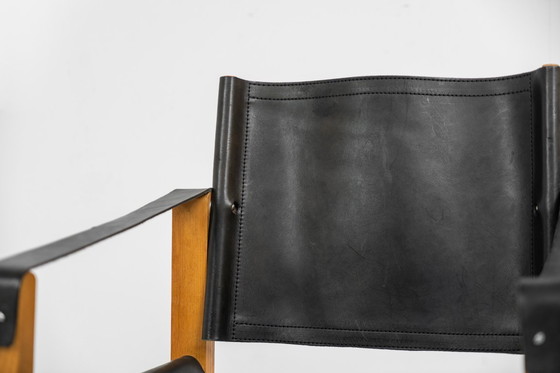 Image 1 of Safaristoel van eikenhout en leer (Denemarken, jaren 80)