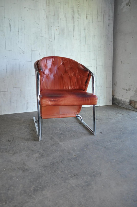 Poltrona in pelle capitonné Mid-Century Modern, anni '70 – Poltrone, Mid Century Modern (photo 8 of 9)