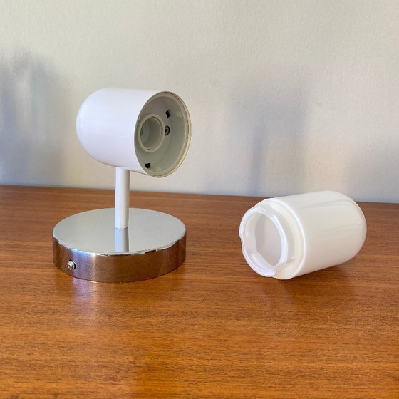 Image 1 of Applique tubolare in vetro bianco e acciaio inossidabile degli anni '80