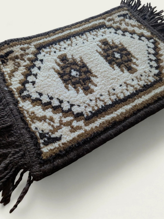 Rare Vintage Table Runner in Oriental/Ethnic Style – 24 x 40 cm – Brown & Beige – Very good condition (photo 5 of 5)