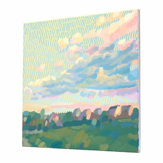 Image 1 of Tableau original « Tapis de nuages ​​», pièce unique peinte à la main, nature, paysage, peinture acrylique 50x50cm