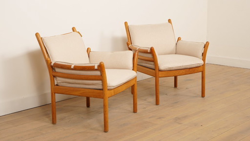 Set van 2 vintage fauteuils | Illum Wikkelsø voor Silkeborg | Model Genius | Teak