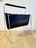 Leather magazine rack, 1970s design