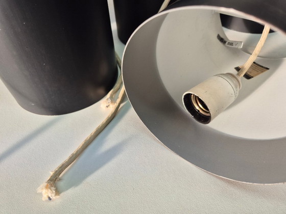 Image 1 of 6 Louis Poulsen "pipe" pendant lights, 1960s, lacquered steel