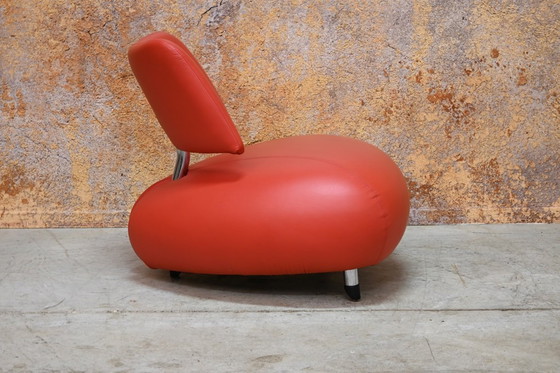 Image 1 of Sillón de diseño Leolux Pallone de cuero rojo