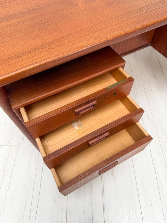 Image 1 of Vintage Danish Teak Executive Desk, Mid-Century Modern Writing Desk, 1960s