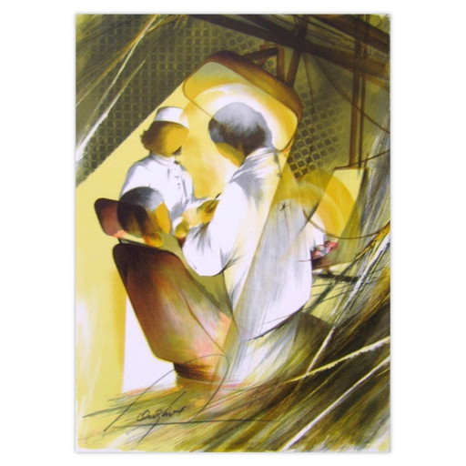 Raymond POULET Beroepen - De tandarts Gesigneerde lithografie 1984