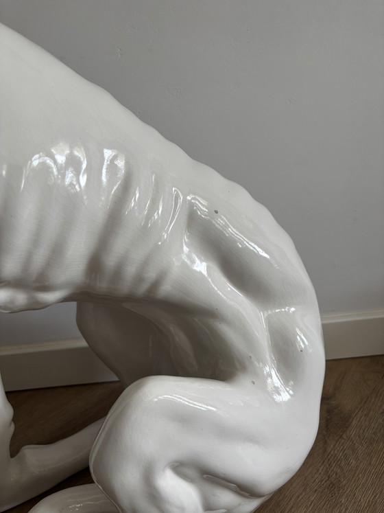Image 1 of ELEGANT LIFE-SIZE ITALIAN CERAMIC GREYHOUND 74 CM