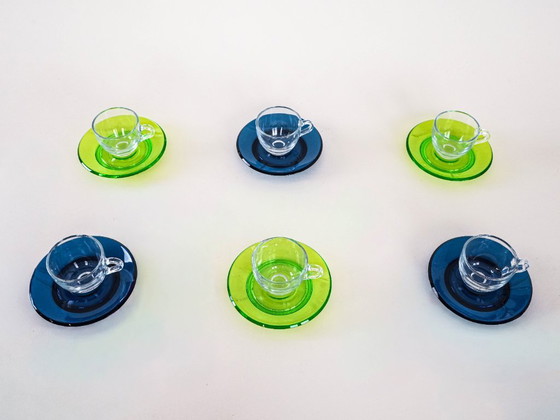 Image 1 of Set of glass cups, Italian design, 1970s, manufactured by Fratelli Guzzini