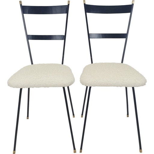 Pair of vintage metal and brass chairs, Italy 1960