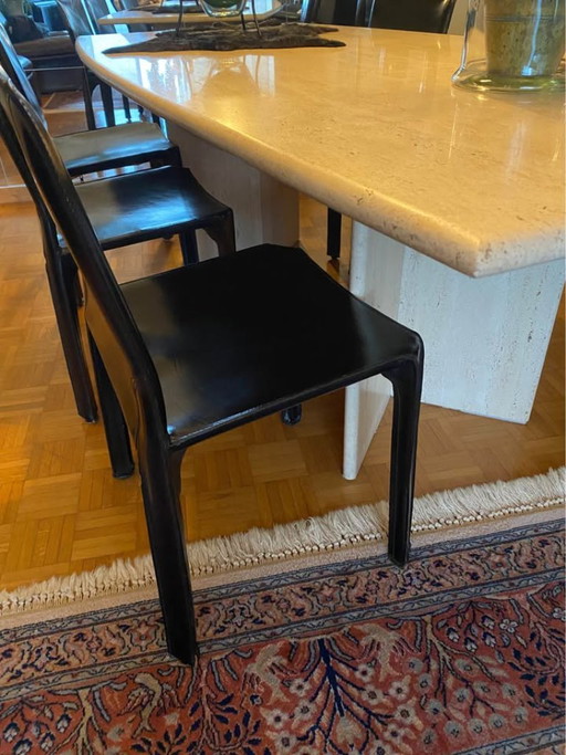 Travertin tafel met stoelen – Cassina, eettafels (photo 2 of 5)