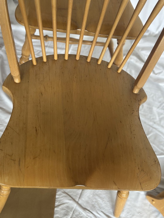 Image 1 of Windsor slatted chairs, 4 pieces, vintage dining room chairs, wood