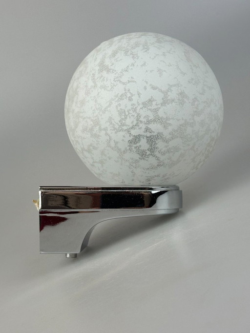 60s 70s wall lamp ball lamp metal chrome & glass space age design