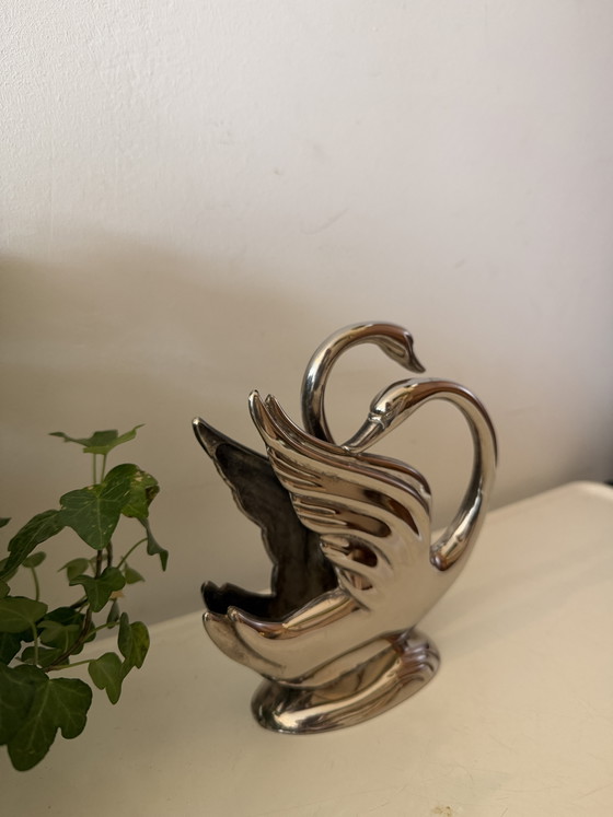Image 1 of Art Nouveau napkin holder two swans