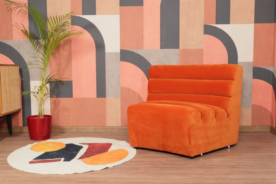 Image 1 of Sofá modular de 2 plazas en terciopelo naranja quemado