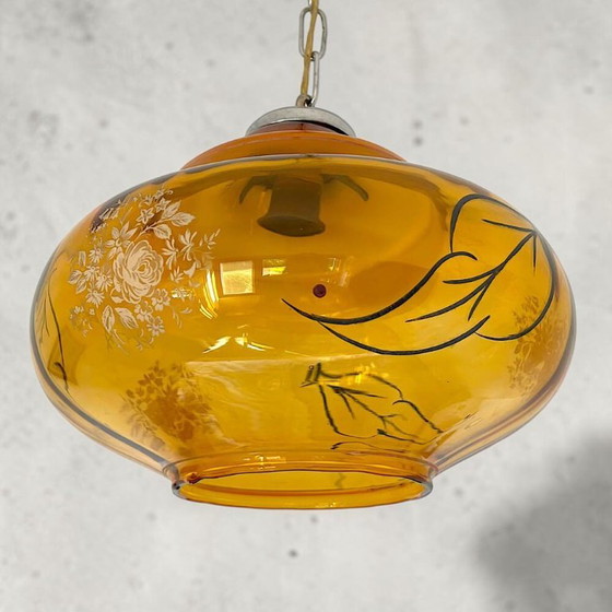 Portuguese Vintage Amber Glass Romantic Hanging Light, 1970s – Pendant lamps (photo 6 of 13)