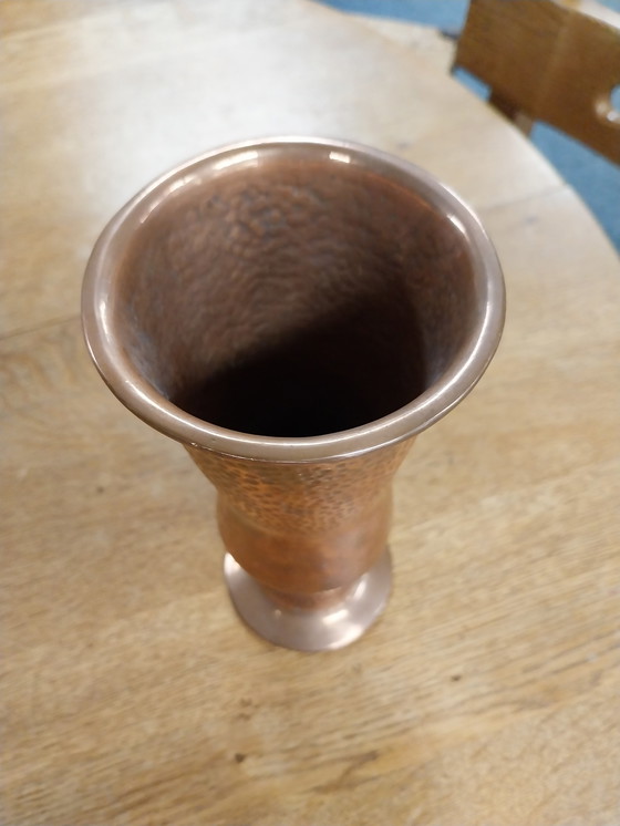 Image 1 of 1x Copper Hammered Vase 1970's 23 cm High
