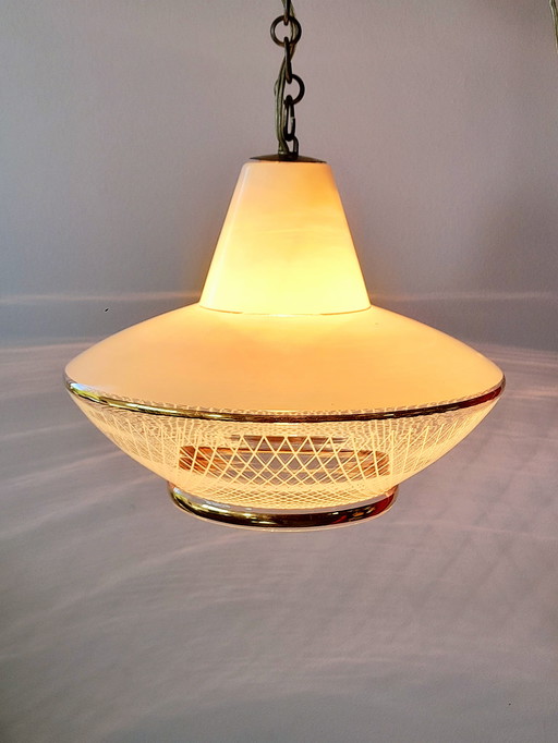 Suspension en verre sérigraphié UFO ,1970