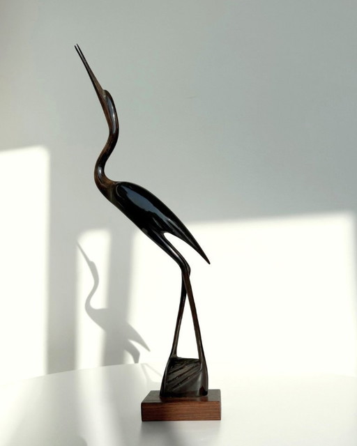 Héron vintage sculpté à la main