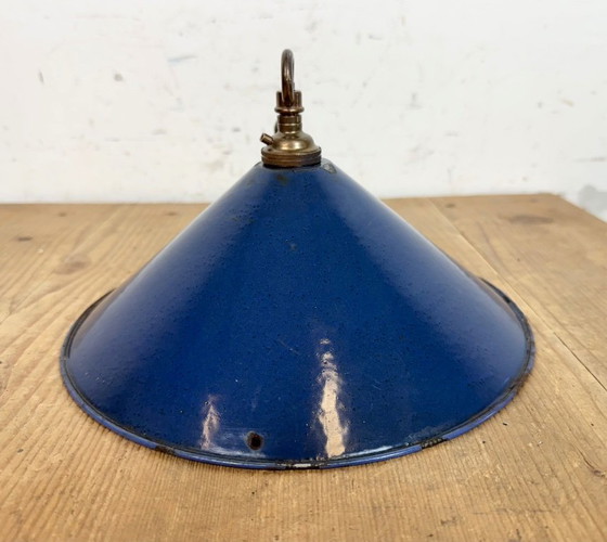 Image 1 of Lampada a sospensione industriale in smalto blu britannico, anni '50