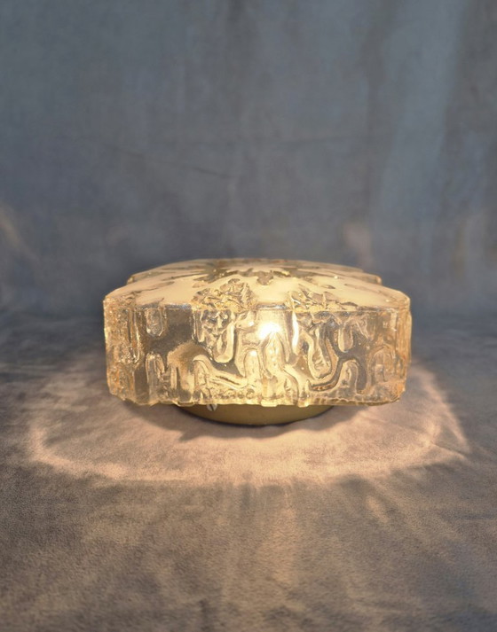 Image 1 of Vintage Honsel Glass Flush Mount Ceiling/Wall Light E27 – Mid Century Modern Design