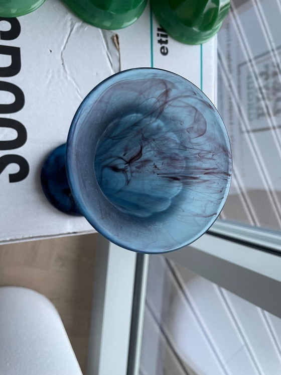 Image 1 of Blue Cloud glass vase, English