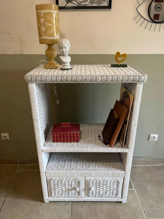 Weiße Korbmöbel – Vitrine, Wicker, Rattan, Vintage (photo 12 of 21)