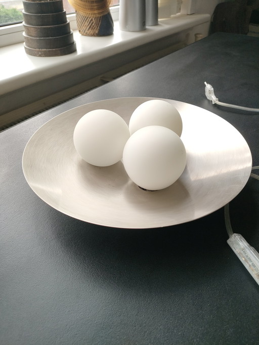 Design Lampe à ampoule massive en verre bol en acier inoxydable
