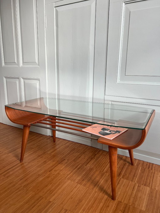 Rare original Cor Alons coffee table for C. den Boer Gouda (1950s, teak & glass)