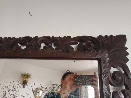 Image 1 of Specchio neogotico in rovere intagliato, circa 1940