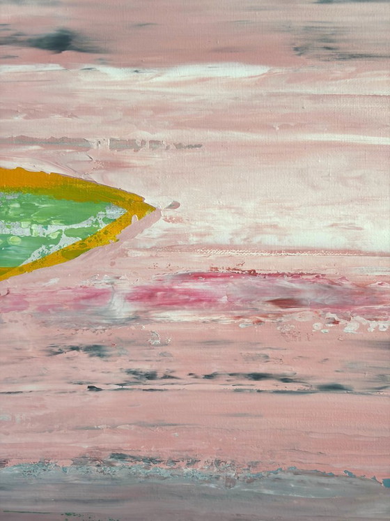 Image 1 of Eucalyptus I – Colorful abstract painting inspired by eucalyptus bark | 50x50 cm